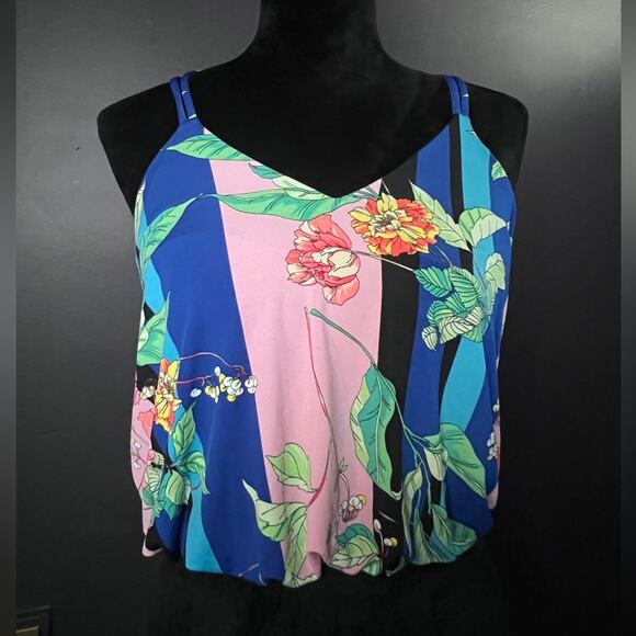 Express Blue and Pink Relaxed Camisole Size Small - Picture 1 of 7